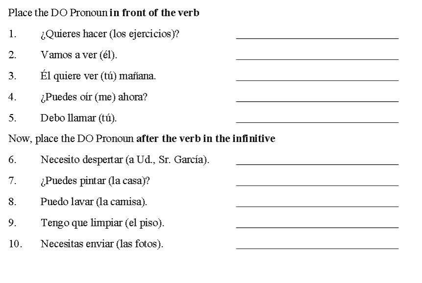 Solved 1. Place it immediately before the conjugated verb. | Chegg.com