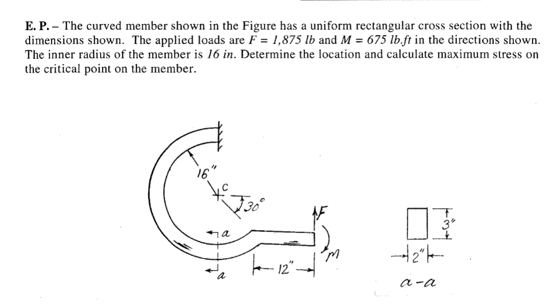 Solved E. P. - The curved member shown in the Figure has a | Chegg.com