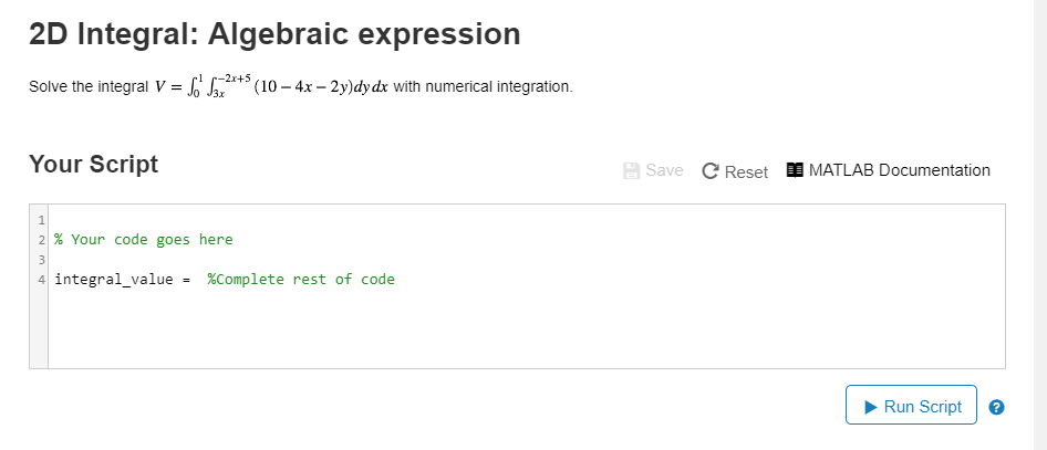 Solved 2D Integral: Algebraic expression Solve the integra | Chegg.com