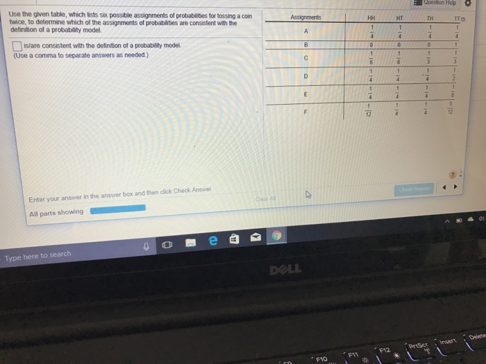 Solved Use the given table, which lists six possible | Chegg.com