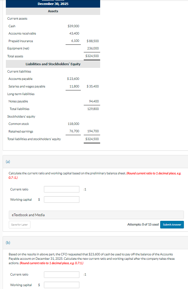 Solved Calculate The Current Ratio And Working Capital Based | Chegg.com