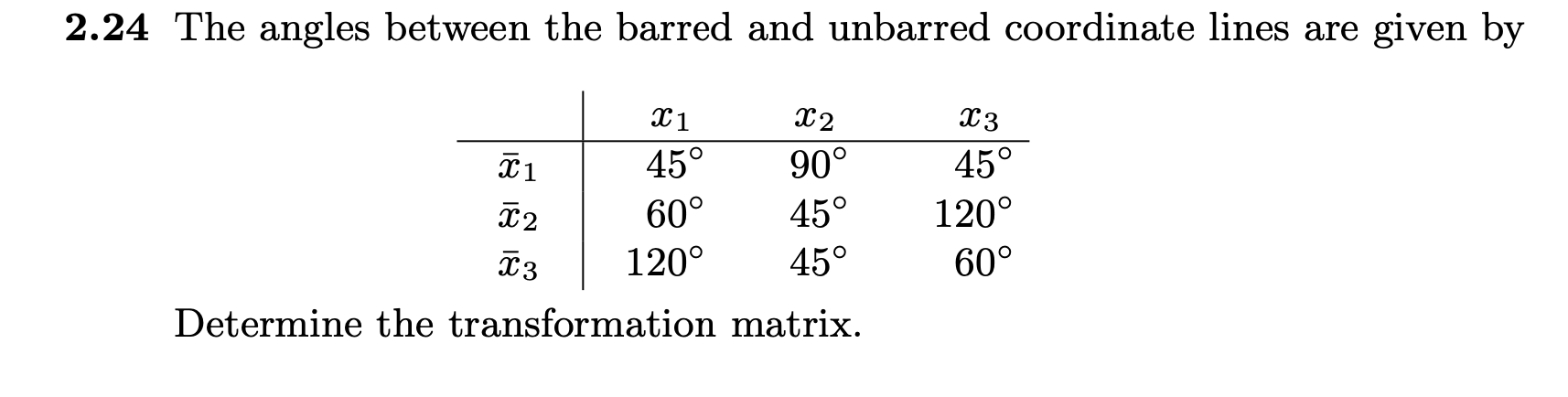 Solved 2.24 The angles between the barred and unbarred | Chegg.com