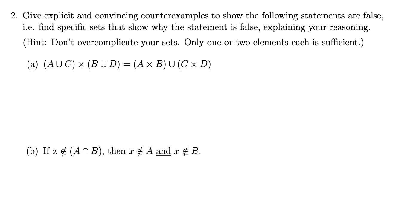 Solved 2 Give Explicit And Convincing Counterexamples To 2838