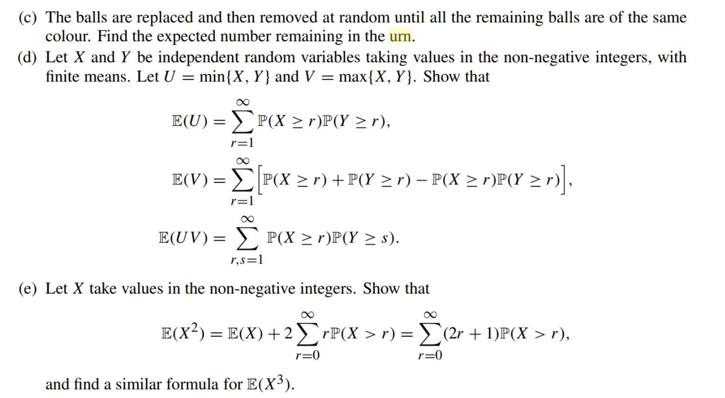 13. Tail sum for expectation. (a) If X takes | Chegg.com