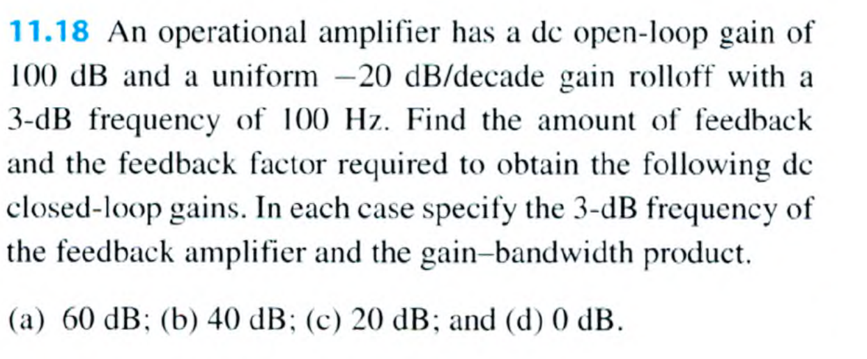 Solved 11.18 An operational amplifier has a dc openloop