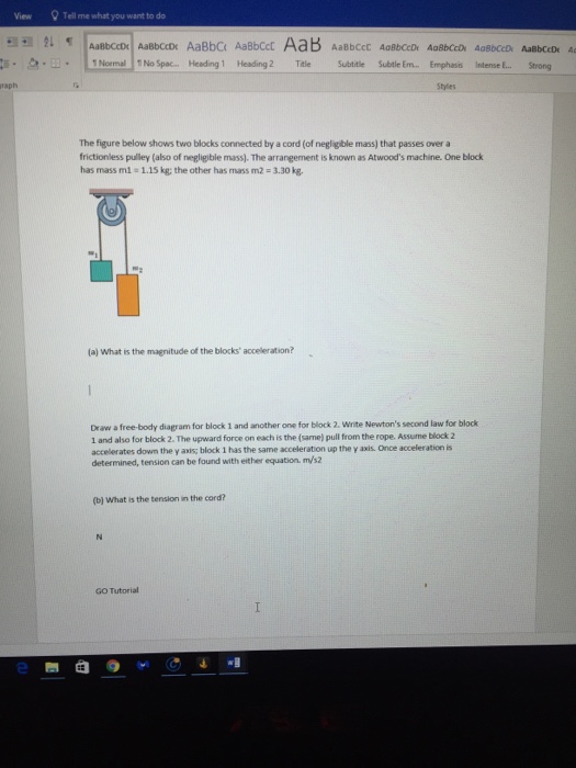 Solved The figure below shows two block connected by a cord | Chegg.com