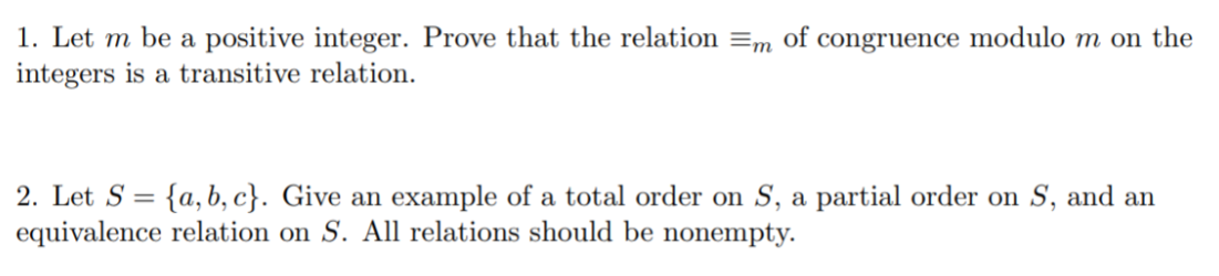 Solved 1. Let M Be A Positive Integer. Prove That The | Chegg.com