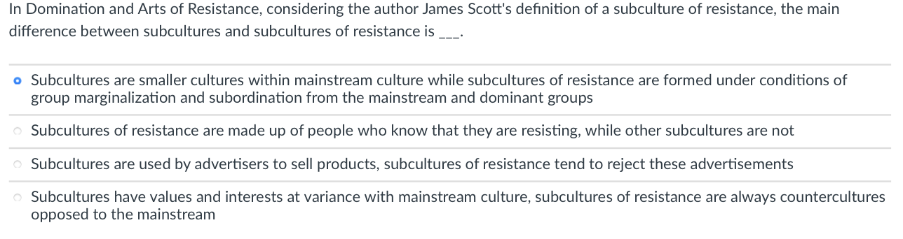 Solved Considering Domination and the Arts of Resistance by | Chegg.com