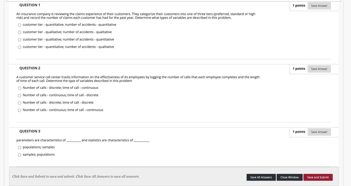 Solved QUESTION 1 1 points Save Answer An insurance company | Chegg.com