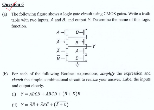 Solved A) The Following Figure Shows A Logic Gate Circuit | Chegg.com