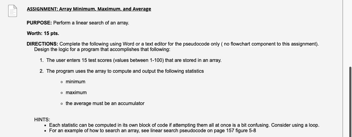 assignment 6 array statistics reddit