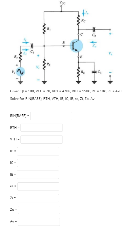 Solved Voc Rc W He S He C Te Given B 100 Vcc Chegg Com