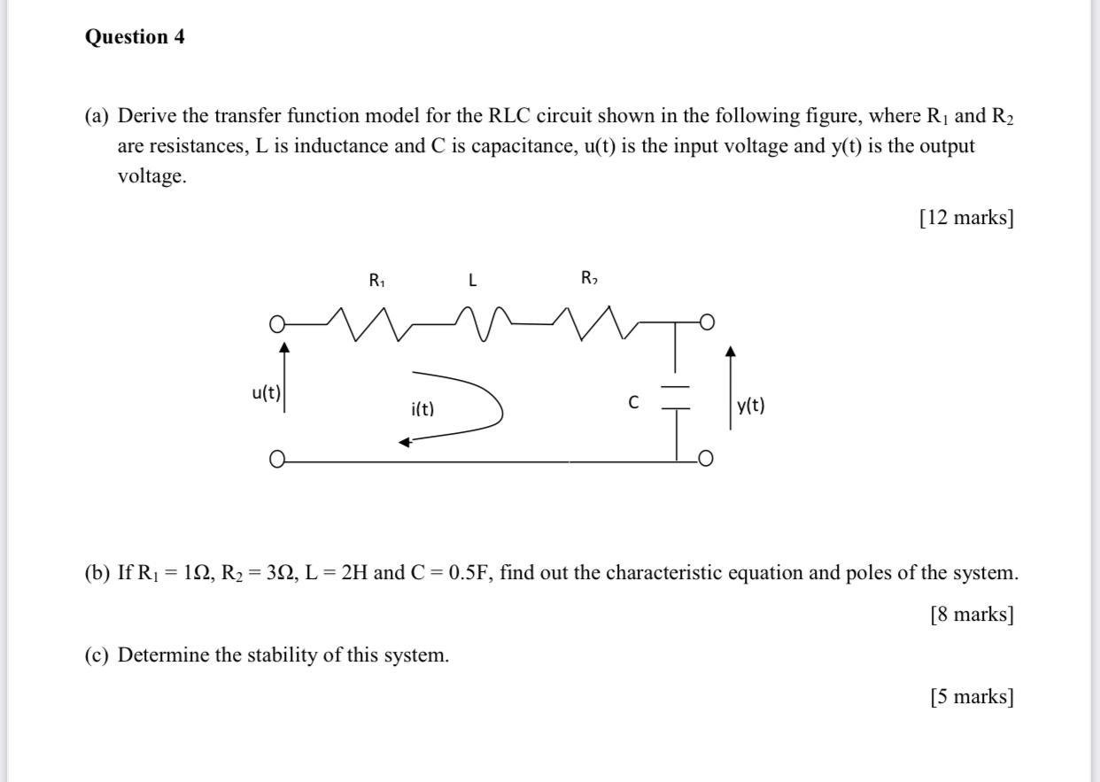 Solved Question 4 (a) Derive the transfer function model for | Chegg.com