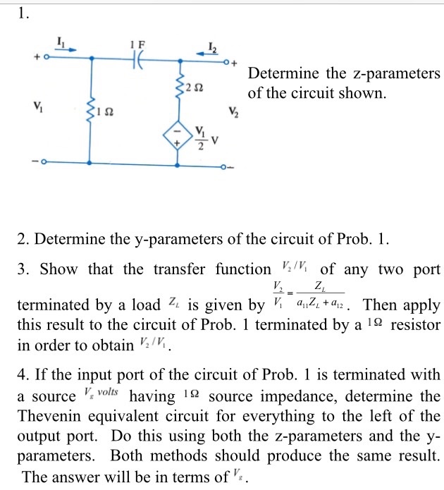 Solved Determine the zparameters of the circuit shown 2Ω 2.