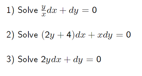 Solved Exercise set 5: Solve for y(«). 1) Solve dx + dy = | Chegg.com