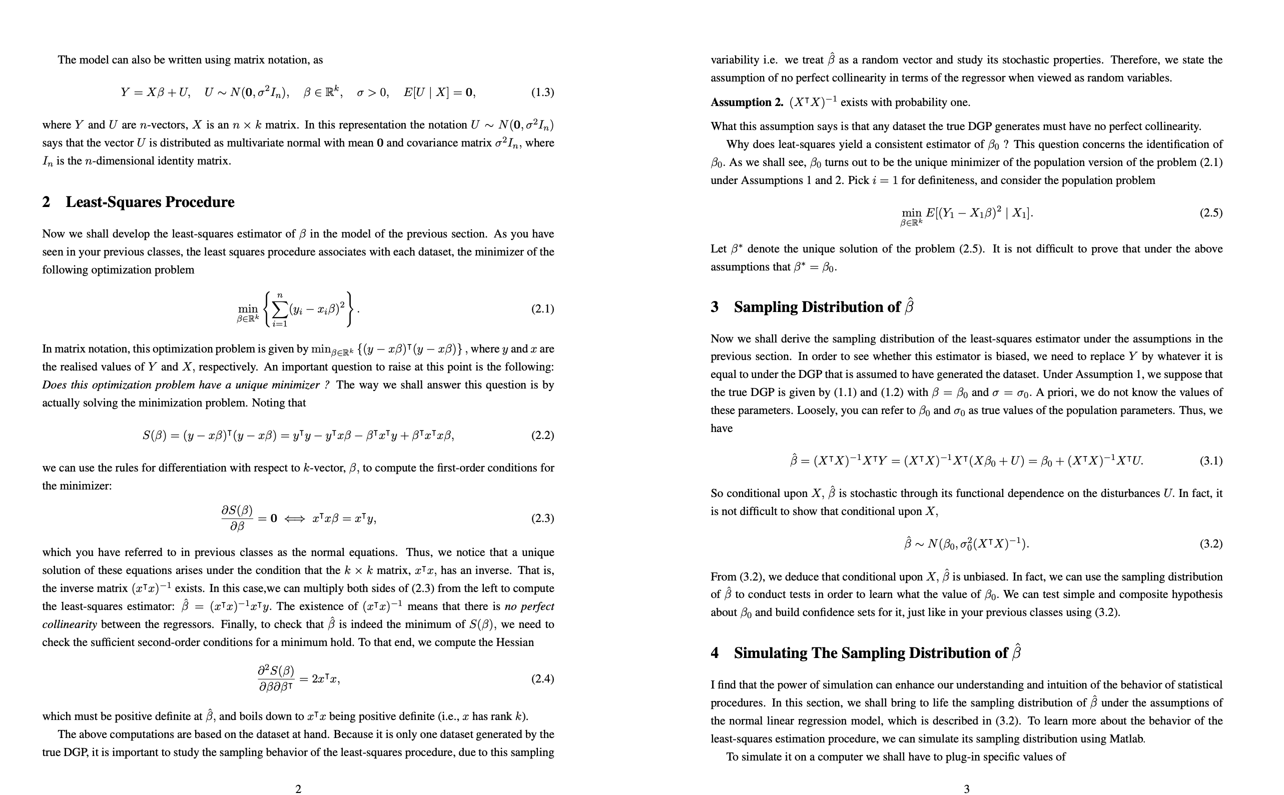 Solved 1 Classical Normal Linear Regression Model For Any 4680