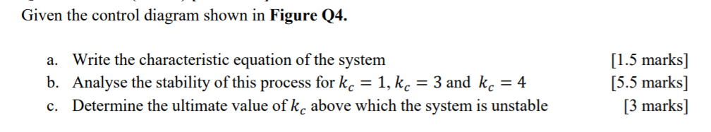 Solved Given the control diagram shown in Figure Q4. a. | Chegg.com