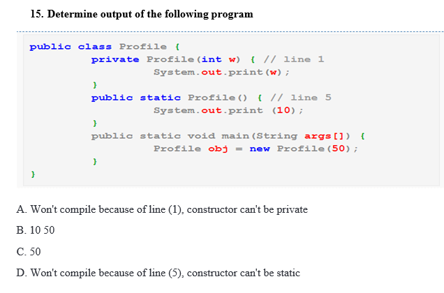 Solved 15. Determine output of the following program public | Chegg.com