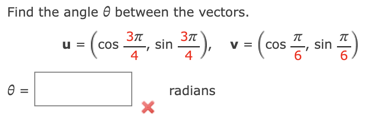 Solved Find the angle θ between the vectors. | Chegg.com