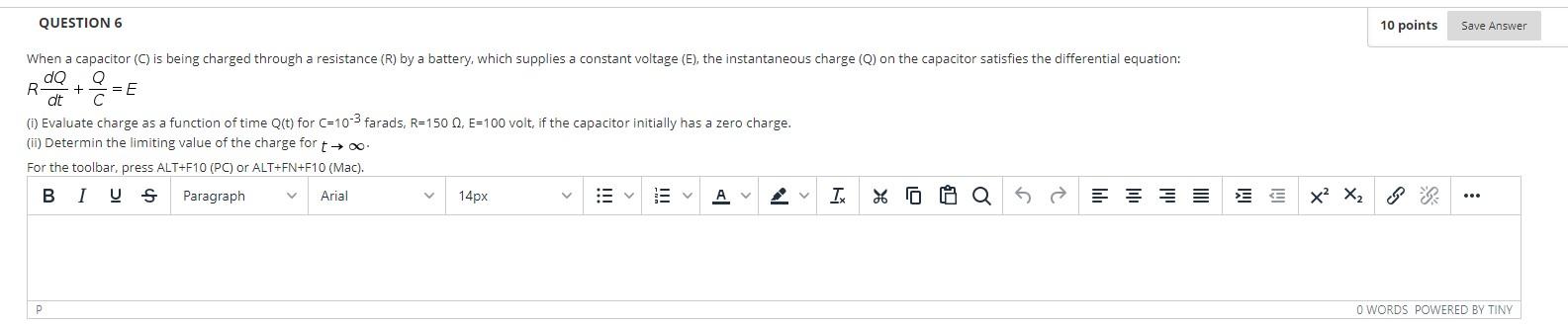 Solved QUESTION 6 10 points Save Answer + When a capacitor | Chegg.com
