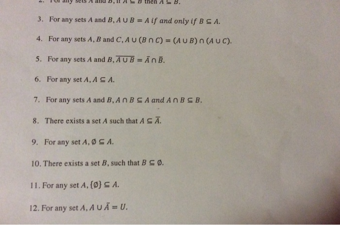 Solved For Any Sets A And B, A B = A If And Only If B A. | Chegg.com