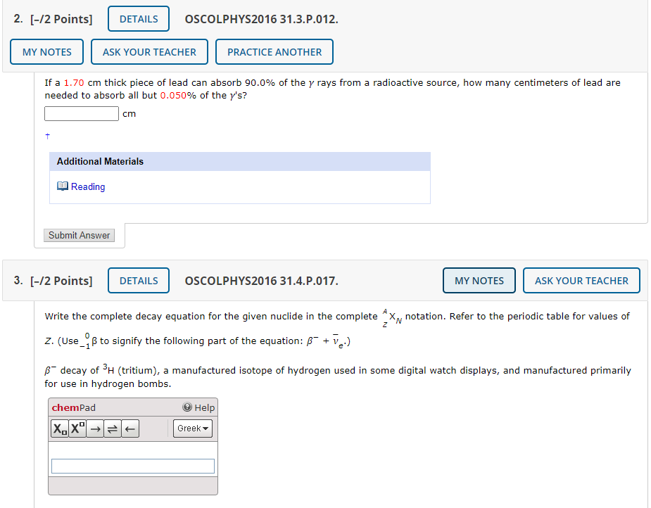 Solved 2 [ 12 Points] Details Oscolphys2016 31 3 P 012 My