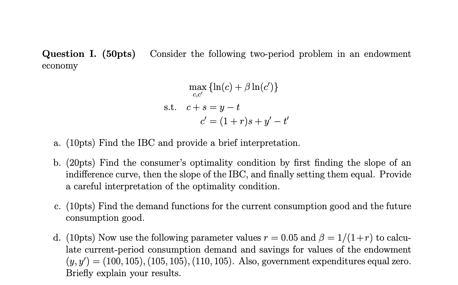 Question I 50pts Economy Consider The Following Chegg Com