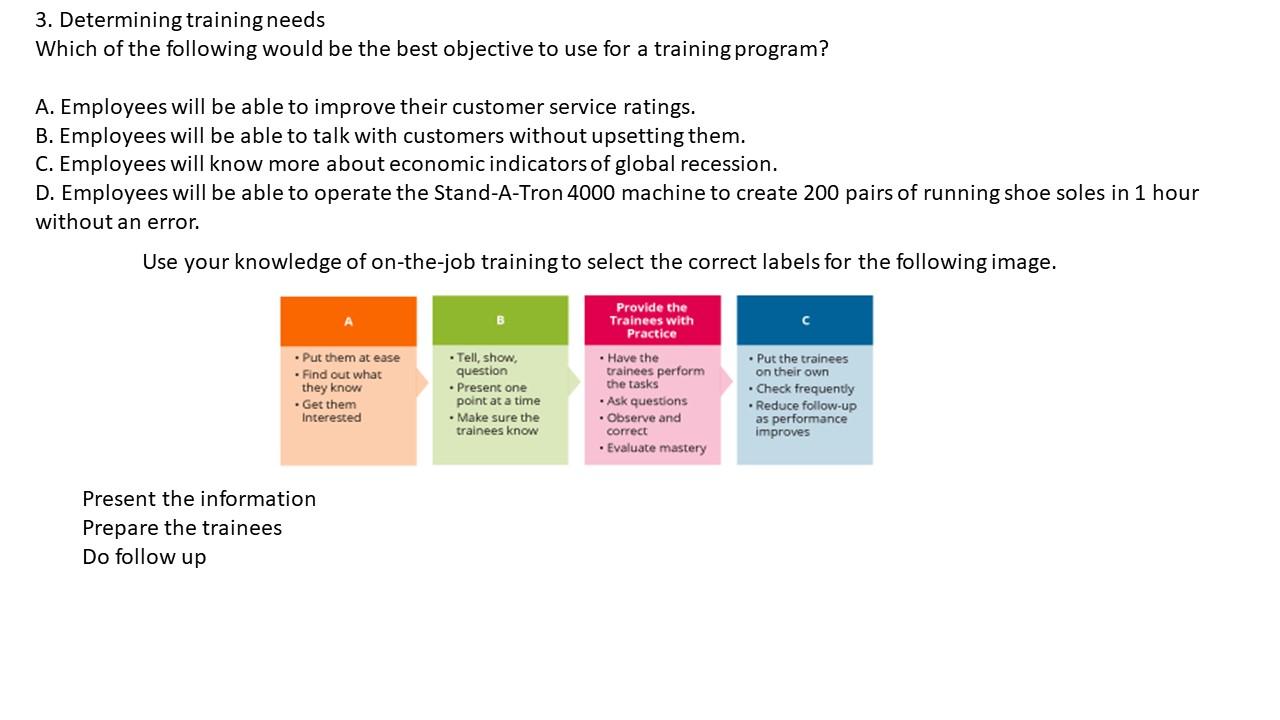 Solved 3 Determining Training Needs Which Of The Following Chegg Com