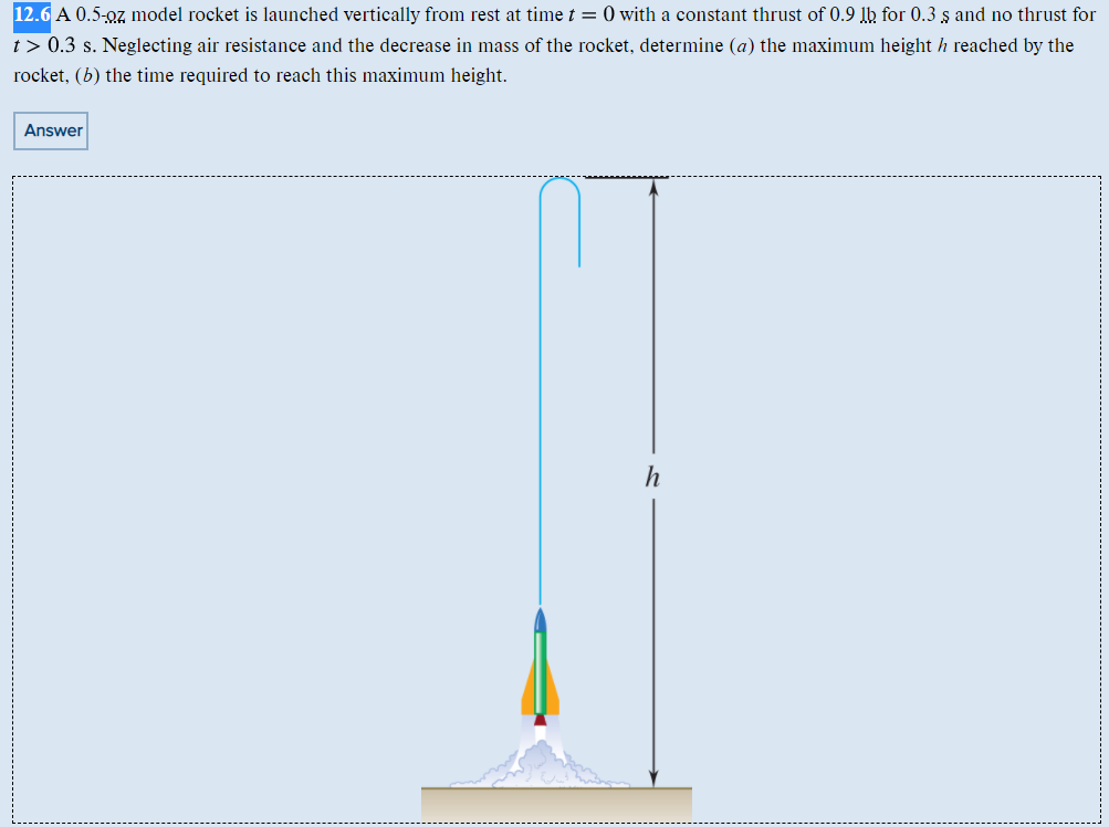 Solved 12.6 A 0.5-07 Model Rocket Is Launched Vertically | Chegg.com