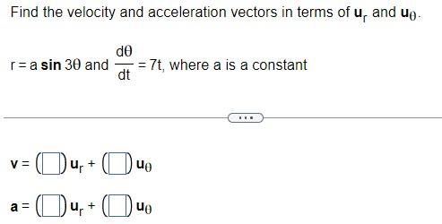 Solved Find the velocity and acceleration vectors in terms | Chegg.com