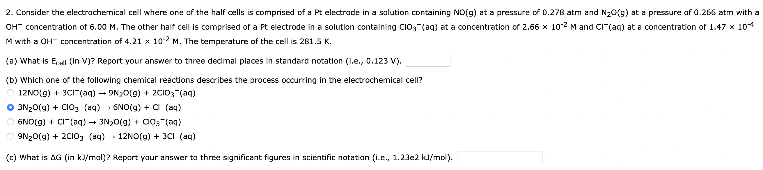 Solved 2. Consider The Electrochemical Cell Where One Of The | Chegg.com