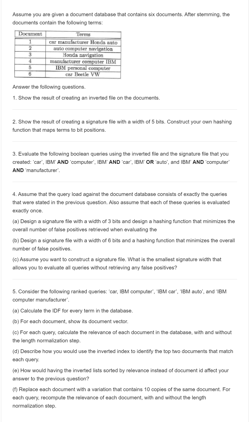 Solved Assume you are given a document database that | Chegg.com