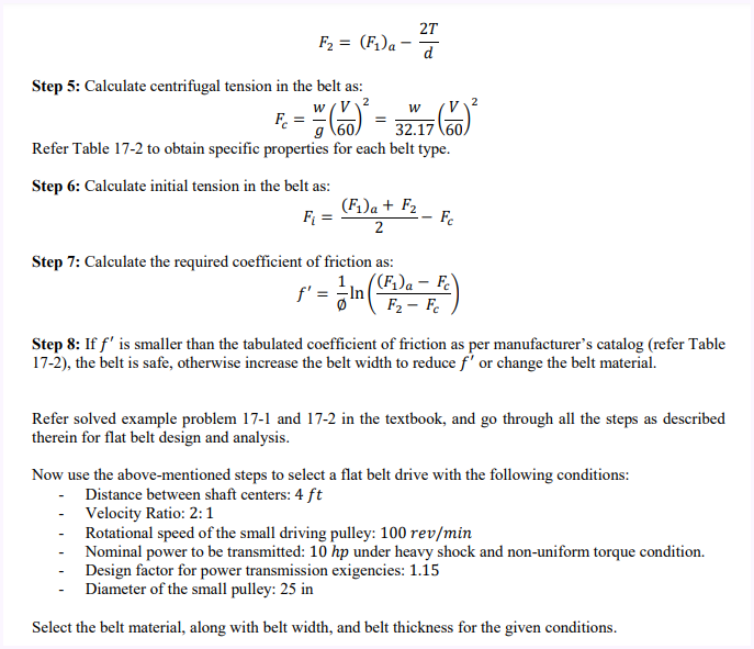 Solved Problem 1 Design Of Flat Belt Drives The Figure Chegg