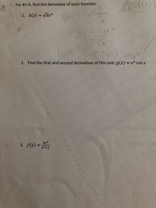 Solved For #1-4, find the derivative of each function. ) t | Chegg.com