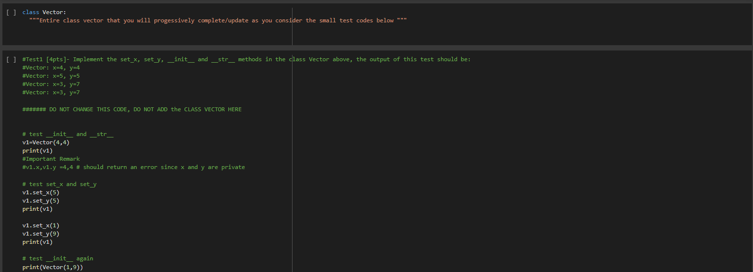 Solved - Problem 1: Write an entire class named Vector with | Chegg.com image.