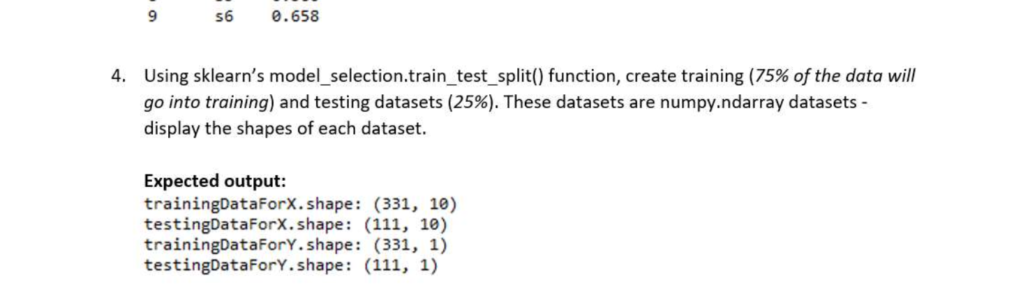 Solved Using Sklearn's Model_selection.train_test_split() | Chegg.com