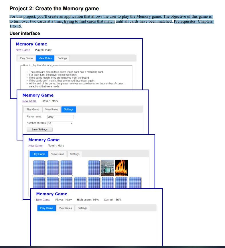 For this project, you’ll create an application that | Chegg.com
