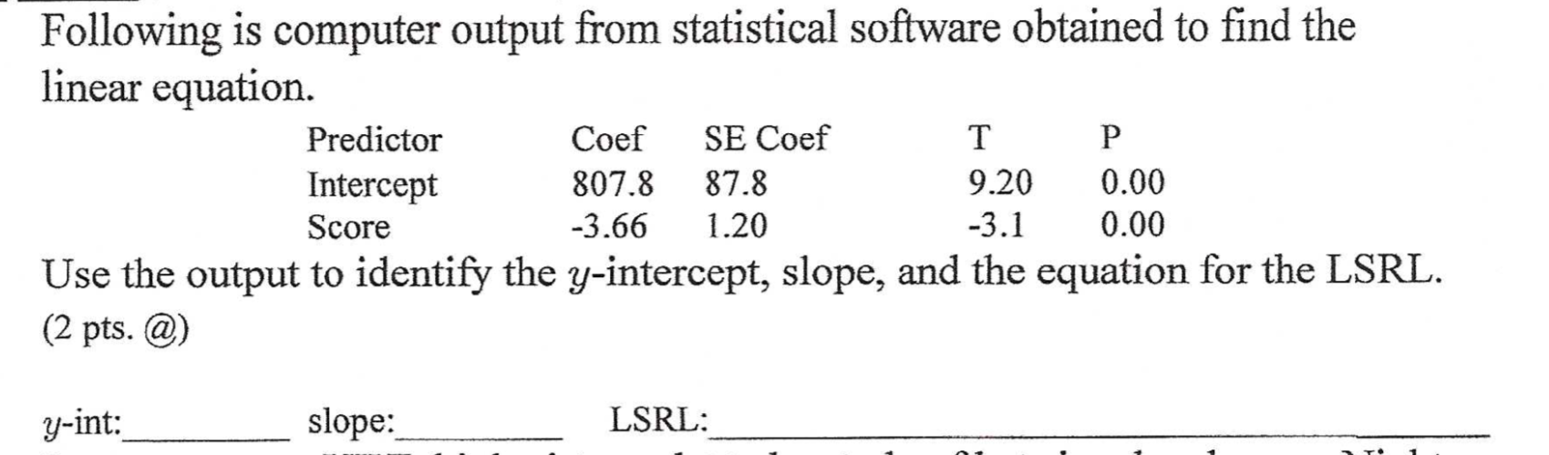 Solved Following is computer output from statistical | Chegg.com