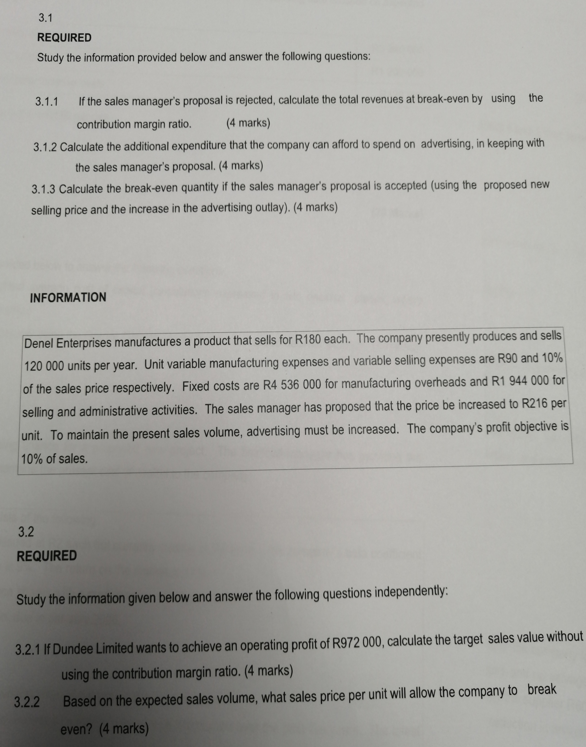 Solved 3.1 REQUIRED Study the information provided below and | Chegg.com