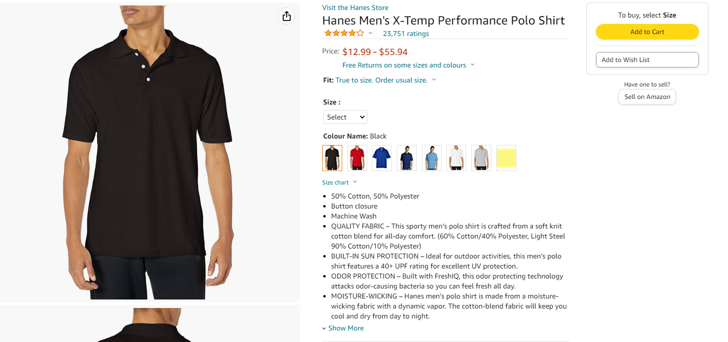 hanes men's x temp performance polo shirt