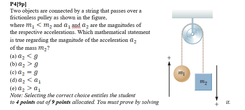 Solved P4[9p] Two objects are connected by a string that | Chegg.com