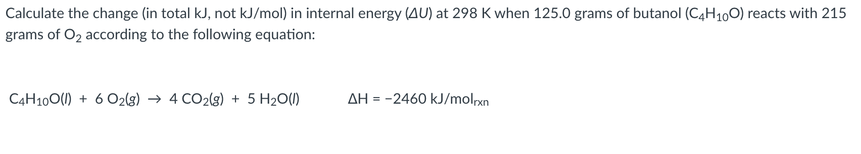 Solved Calculate the change (in total kJ, not kJ/mol) in | Chegg.com