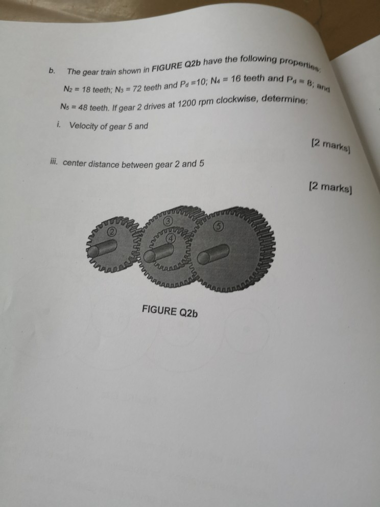 Solved The Gear Train Shown In FIGURE Q2b Have The Following | Chegg.com