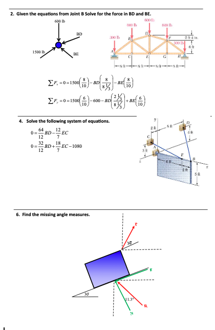 Solved 2. Given The Equations From Joint B Solve For The | Chegg.com