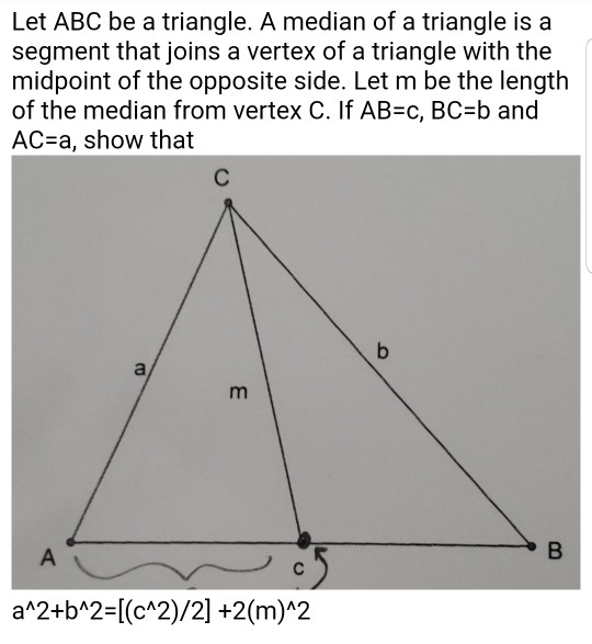 Solved Let ABC Be A Triangle. A Median Of A Triangle Is A | Chegg.com