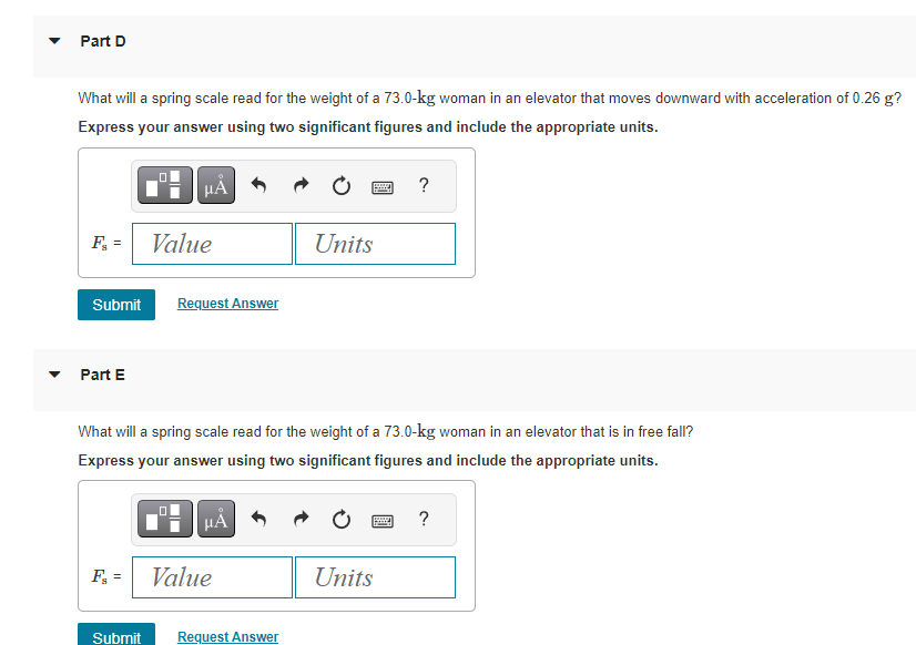 Solved What will a spring scale read for the weight of a