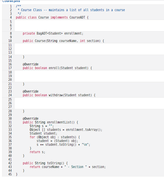 Solved In This Assignment, A Complete Implementation Of A | Chegg.com