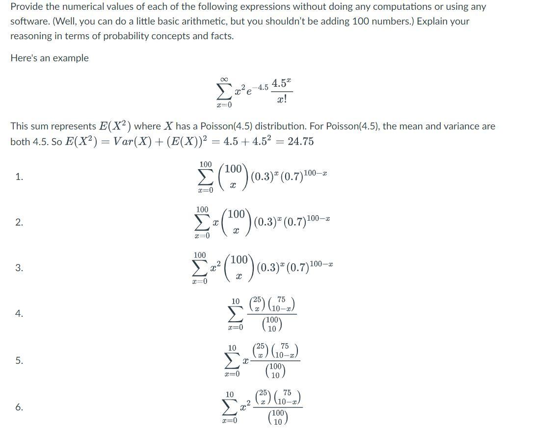 Solved Provide the numerical values of each of the following | Chegg.com