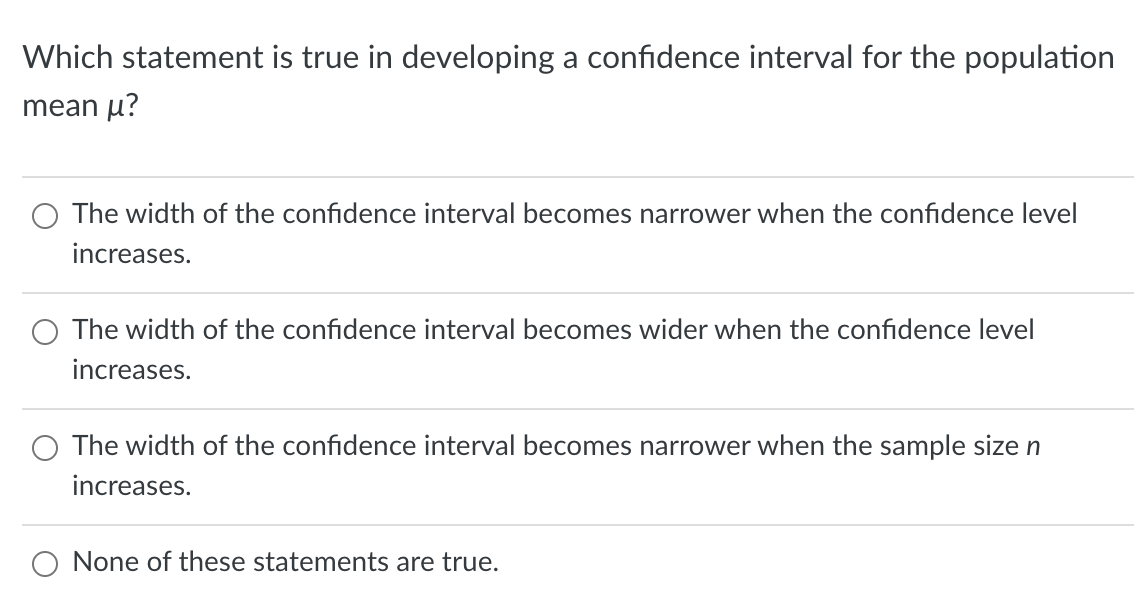Solved Which statement is true in developing a confidence | Chegg.com