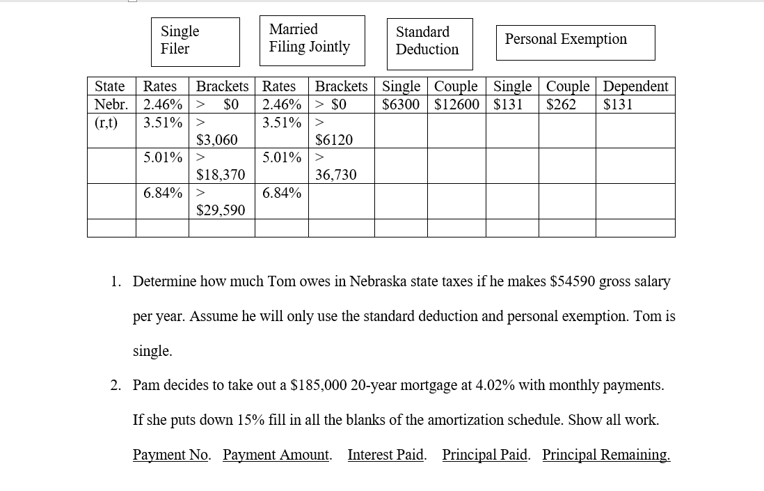 Married Single Filer Standard Deduction Personal